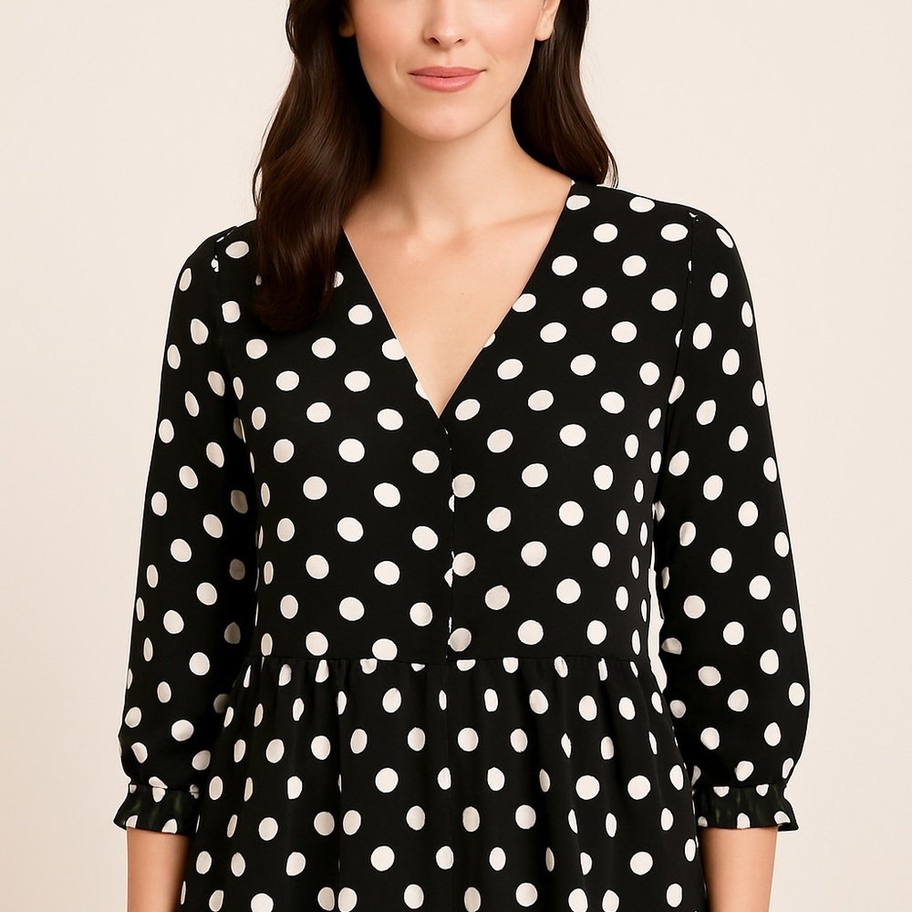 Counterparts Black and White Polka Dot Women’s Blouse Size Medium - Picture 1 of 12